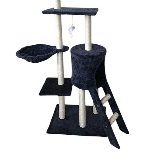 Scratching Tree 50X35X138 cm Gray Natural Sisal Post Cat Tree with Platform Scratching Tower for 2-3 Medium Cats Stable Scratching Post with Nests Hammock Platforms Toy. Ct23 Pct
