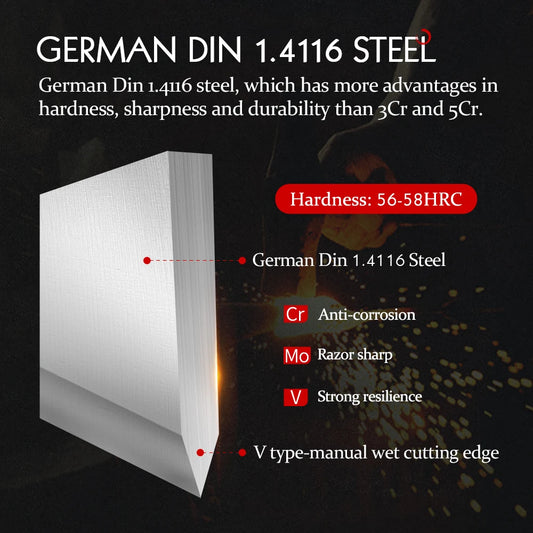 HEZHEN 1-6PC Knife Sets Carving Chef Bread Santoku Utility Paring Pakka Wood Handle & Stainless Steel Rivet Kitchen Tool