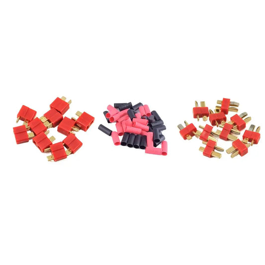 2/5/10 Pairs Red Black Ultra T-Plug Connectors Deans Style Male and Female with heat Shrink Tubing For RC charger LiPo Battery