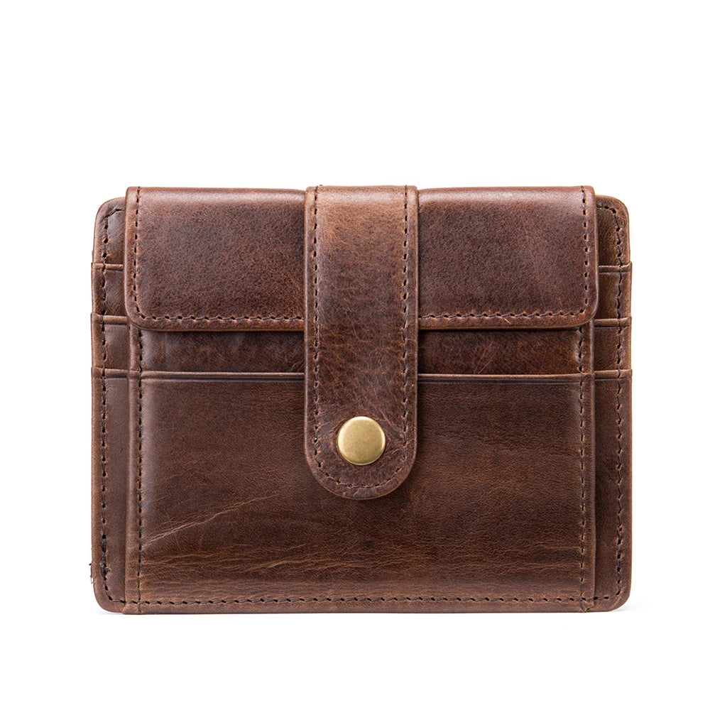 WESTAL Men's Purse Leather for Coin Wallets Vintage Credit Card Holders Hasp Business Cards for Men Photo Wallets Coin Purses