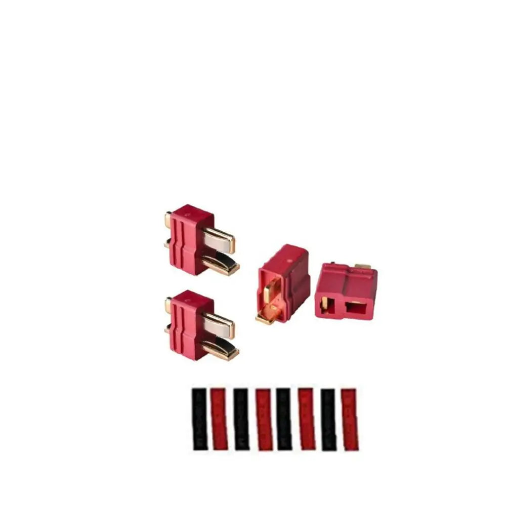 2/5/10 Pairs Red Black Ultra T-Plug Connectors Deans Style Male and Female with heat Shrink Tubing For RC charger LiPo Battery