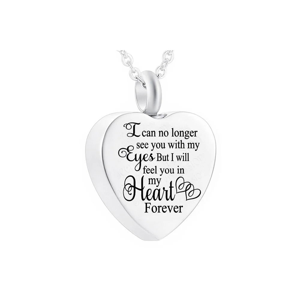 Cremation jewelry for ashes pendant necklace Stainless steel silver heart ashes urn necklace keepsake commemorates human