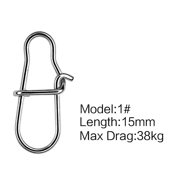 SeaKnight 50PC Stainless Steel Fishing Connector 0# 1# 2# Fishing Accessory Strong Drag 27 38 45KG 13 15 17mm Fishing Tool Snap