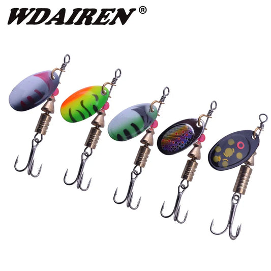 5pcs/Lot WDAIREN Fishing Spoon Lures Set Metal Spinner Bait Wobbler Artificial Baits Treble Hook Isca Bass Tackle With Box Kit