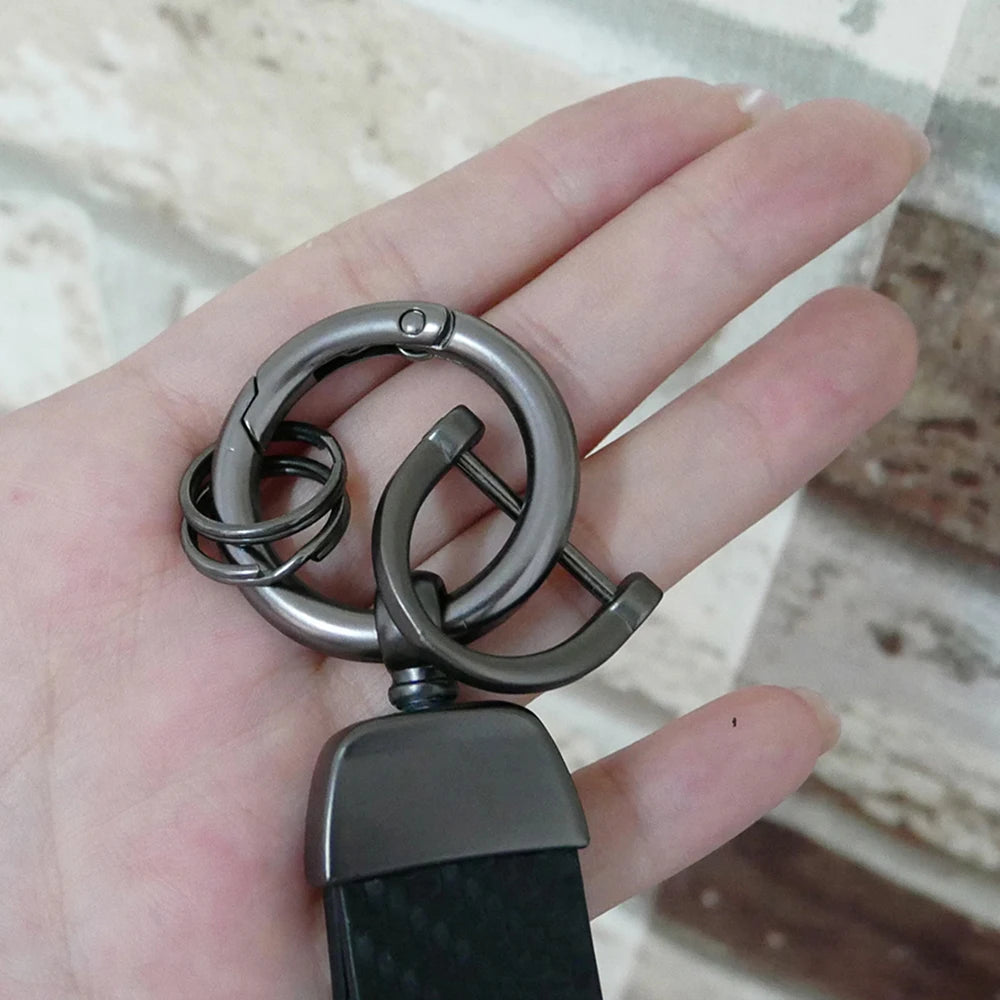 Carbon Leather Car Keychain Chain Key Rings Degree Rotating Horseshoe Rings for Changan CS25 CS35 CS55 CS75 CS85 CS95