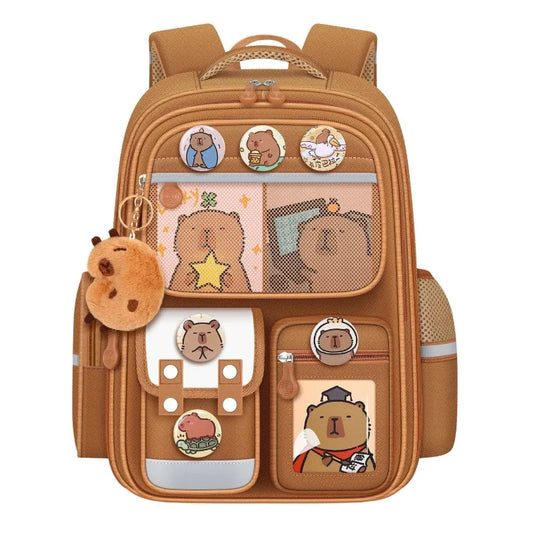 Capybara Children Backpack Waterproof Student Schoolbag Large Capacity Alleviate Burden School Bag Orthopedic Backpack Book Bag