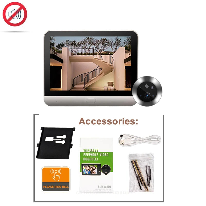 4.3 Inch WiFi Peephole Tuya Smart 1080P WiFi Peephole Video Camera Home Security Night Vision Video Doorbell