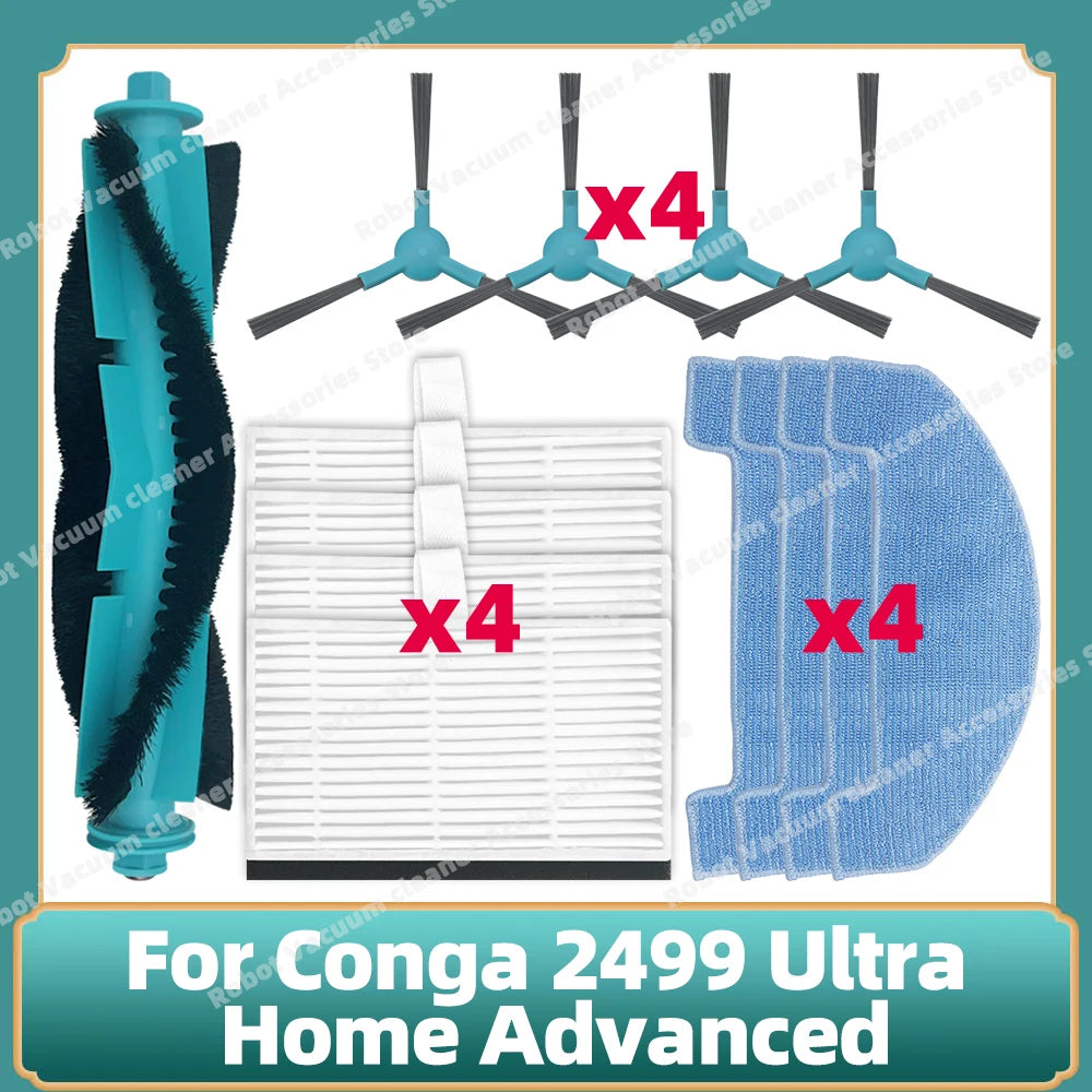 Fit For Conga 2499 Ultra Home Advanced Titanium / Atvel SmartGyro R80 Base Main Side Brush Filter Mop Cloth Dust Bag Parts