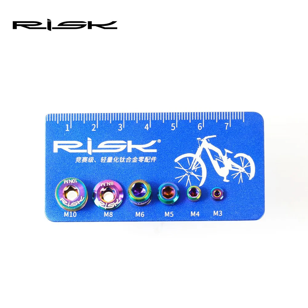 RISK MTB Road Bike Bicycle Bolt Screw Gauge Diameter Length Measure Tool Portable Screw Measuring Ruler Alloy Screw Length Meter