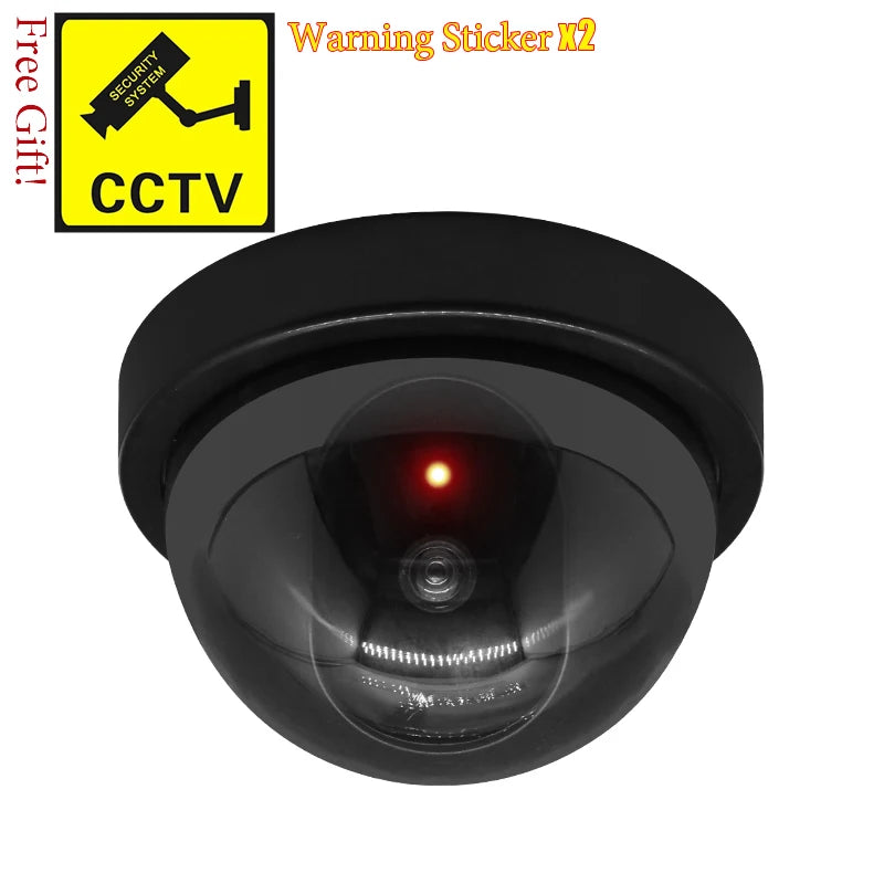 Black/White Fake Dome Camera Red Flashing LED Light Dummy CCTV Security Camera Home Office Surveillance Security System