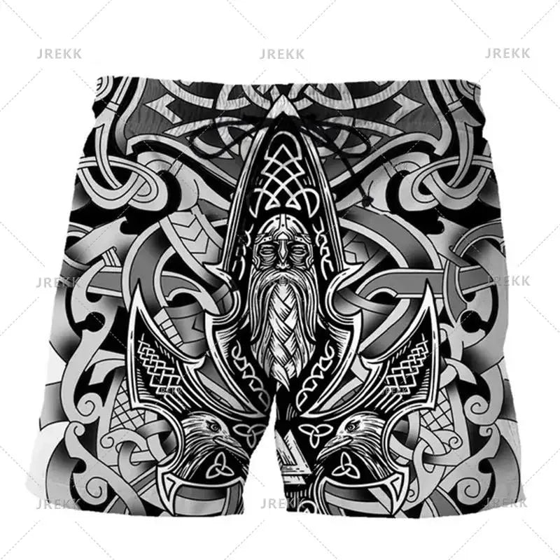 Harajuku Short Pants For Men Personality Street Vinking 3d Print Beach Shorts Holiday Casual Hawaii Beachwear Pockets Gym Trunks