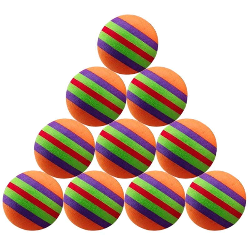 10 Pcs EVA Rainbow Balls Throwing Funny Interactive Play Chewing Rattle Scratch Toy Pet Dog Supplies