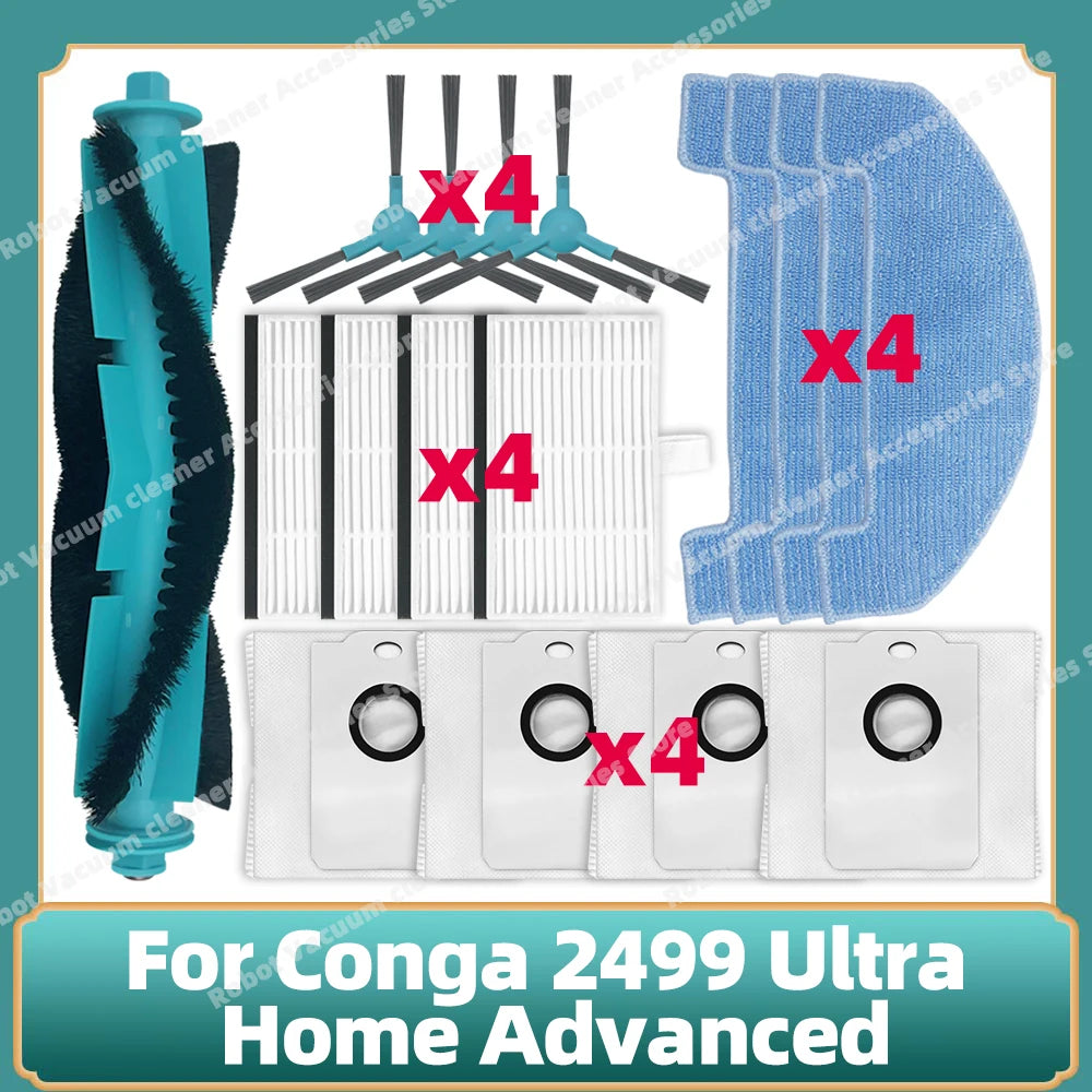 Fit For Conga 2499 Ultra Home Advanced Titanium / Atvel SmartGyro R80 Base Main Side Brush Filter Mop Cloth Dust Bag Parts