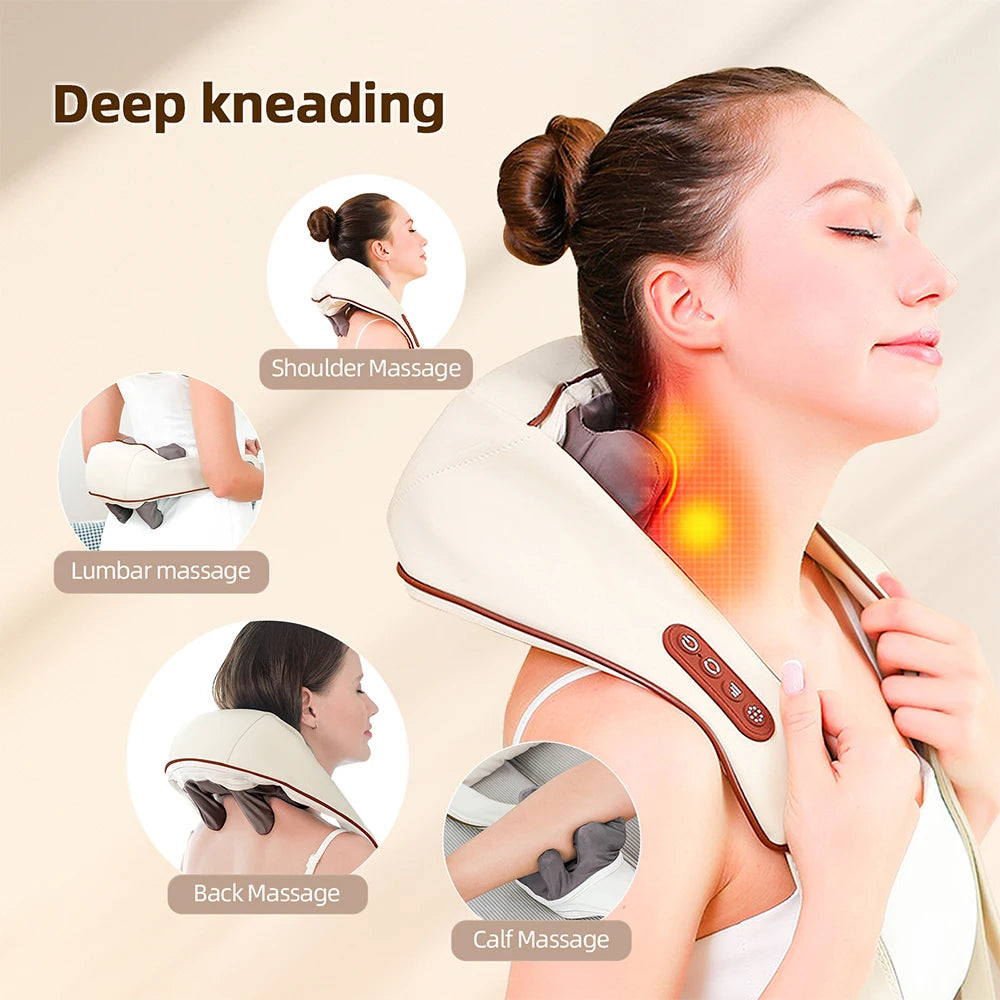 Foreverlily Neck and Back Massager 6 Head Kneading Relaxation Shoulder Calf Body Massage Shawl Machine