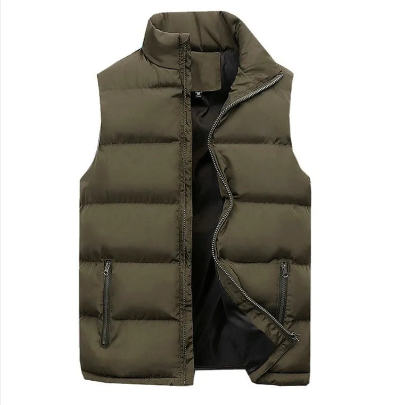 Men's Jacket Winter Warm Coats for Men Thickened Stand Collar Down Vest Oversized Jackets Puffer Vest Sleeveless Zipper Coat