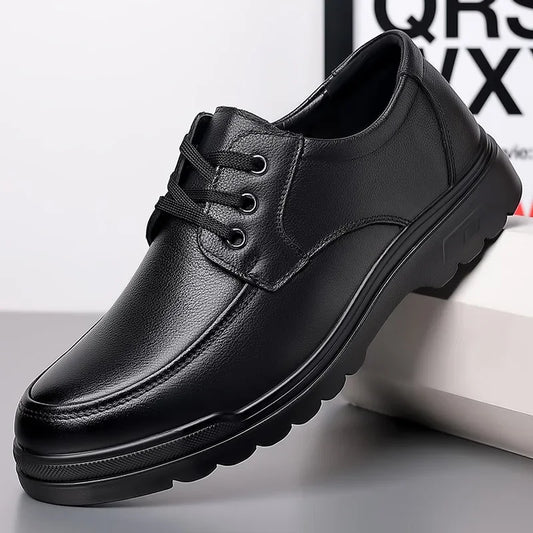 Cowhide Men Shoes Men Business Casual Leather Shoes Men Fashion Breathable Shoes British Casual Lace Up Single Leather Shoes