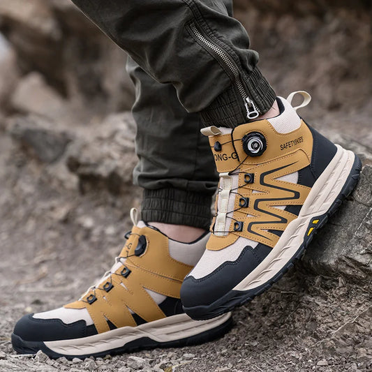 2024 Rotating Button Men Work Boots Indestructible Shoes Men Sport Shoes Protective Boots Anti-smash Anti-puncture Safety Shoes