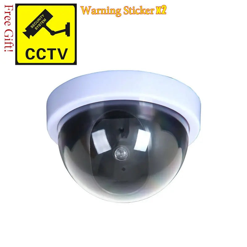 Black/White Fake Dome Camera Red Flashing LED Light Dummy CCTV Security Camera Home Office Surveillance Security System