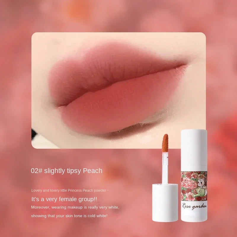 Rose Garden Matte Muse Lip Mud Liquid Lipstick Waterproof Nude Lip Gloss Long Lasting Non-stick Cup Sexy Women Lipgloss Cosmetic