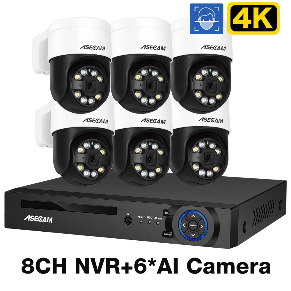 8MP 4K Face Detection Security PTZ IP Camera System Audio POE NVR Kit CCTV Humanoid Outdoor Home Video Surveillance Xmeye