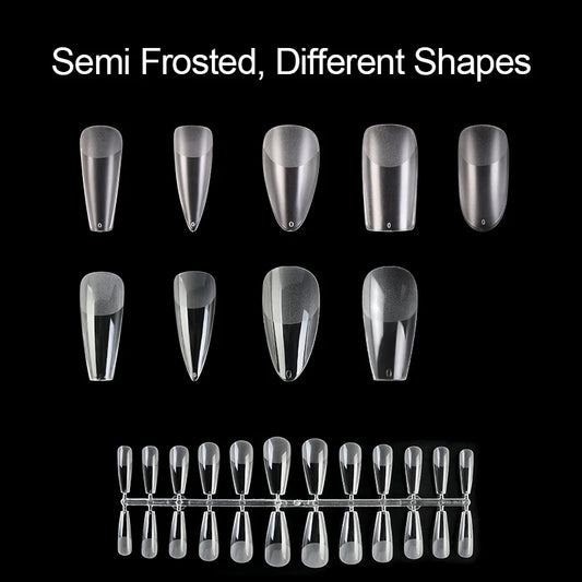 240pcs Semi-frosted Matte Fake Nails Long Coffin Stiletto Artificial False Nails Tips Clear Fake Nail Art Tips For Extension