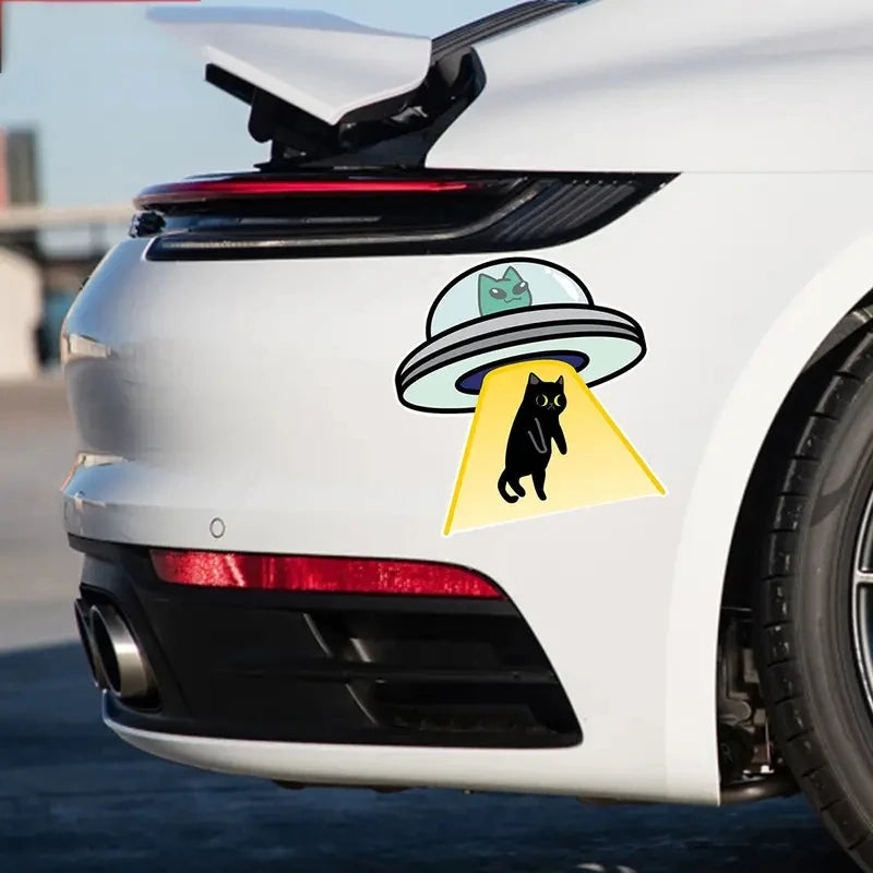 Cat UFO Creative Vinyl Waterproof Decal Sticker For Cars, Laptops, Walls Windows, Bumper