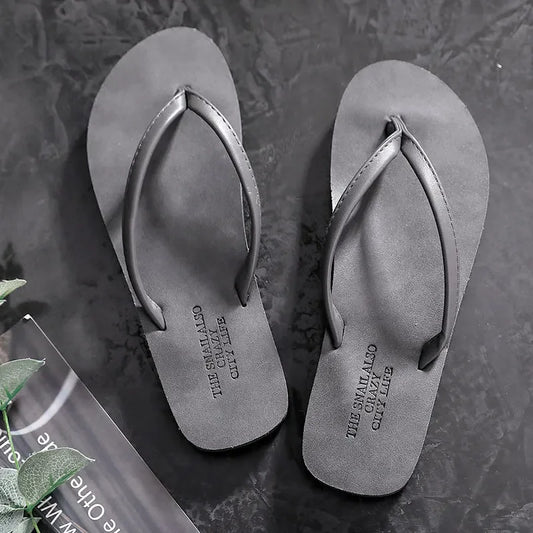 2023 Flip-flops Women Fashion Sandals Couples Clip-on Leather Beach Slippers Summer Outside Flat with Slipper Women Men Shoes