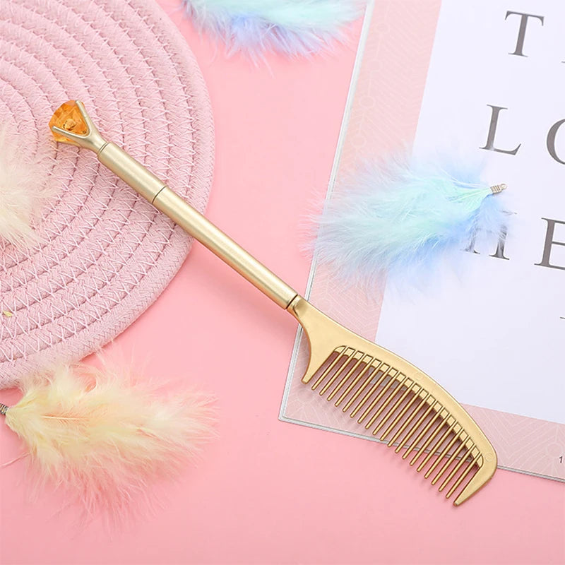 Custom Logo Diamond Comb Gel Pens Cute Signature Pen Kids School Supplies Unique Pen Cheap Kawaii Stationery Office Accessories