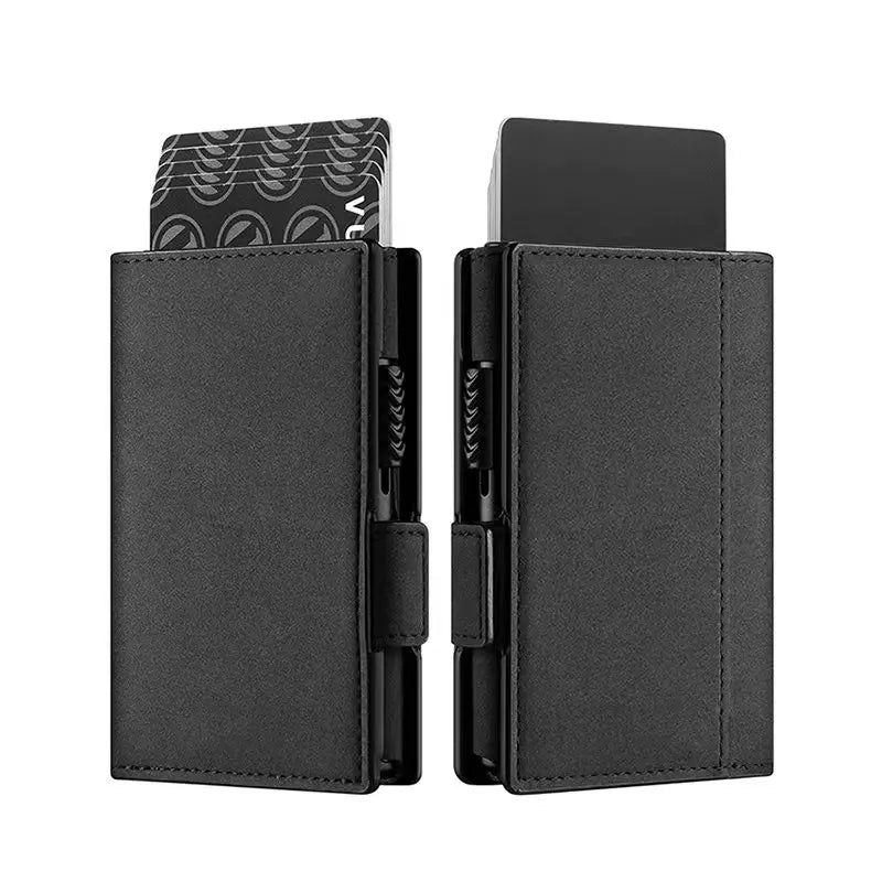 Card Holder Wallet with Airtag Holder Pop Up Leather Wallet RFID Blocking Magnetic Closure for Men