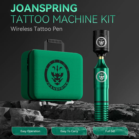 JOANSPRING Tattoo Kit Complete Wireless Rotary Tattoo Machine Kit Battery Needle Ink Cup Box Power Supply Rotary Tattoo Pen Set