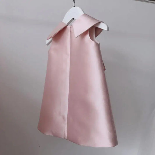 Flower Girl Pink Gown Children Birthday Baptism Dresses For Kids Elegant Lace Bow Frocks Girls Boutique Party Clothes A1339