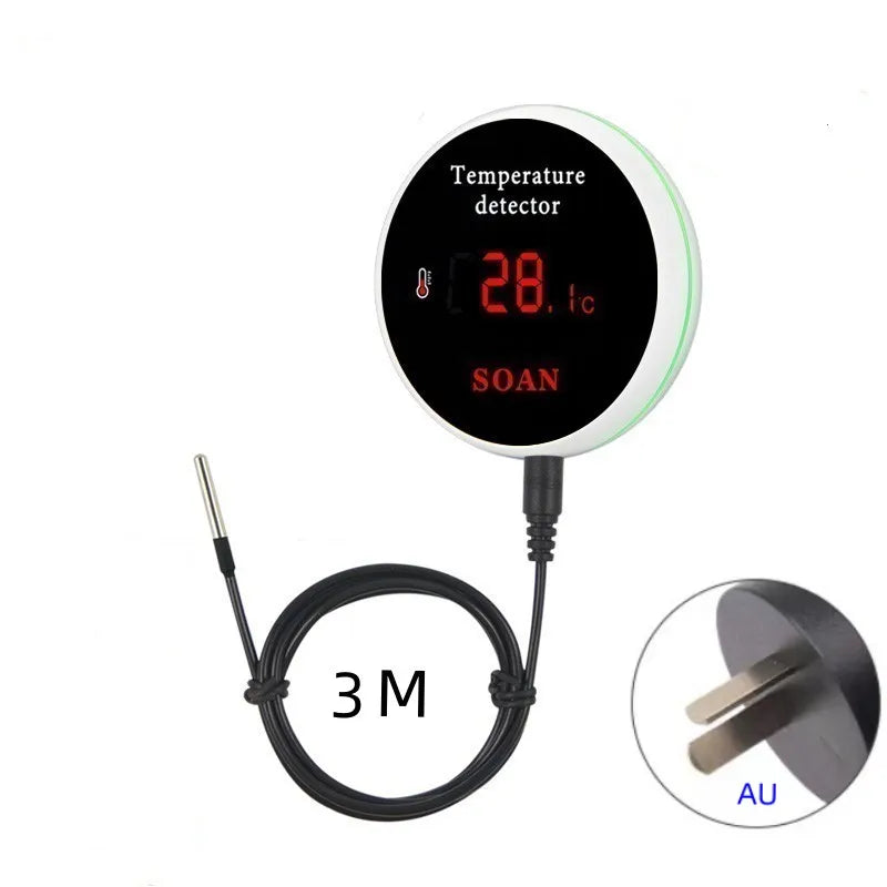 Tuya WiFi Temperature Senor 1M/3M Probe Digital LCD Screen Smart Life Thermometer For Fridge Water Pool Thermostat Remote Alarm