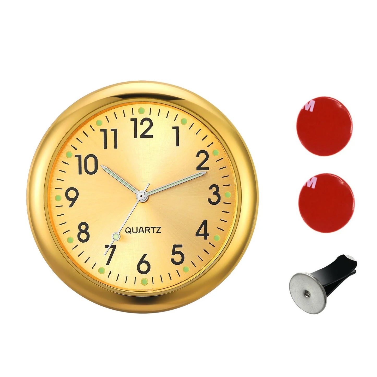 40mm Mini Luminous Car Clock Digital Watch Mechanics Quartz Clocks Stick-On Auto Ornament Accessories