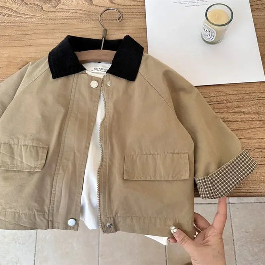 Kids Windbreaker New 2025 Spring Autumn Fashion Korean Casual Baggy Simple Style