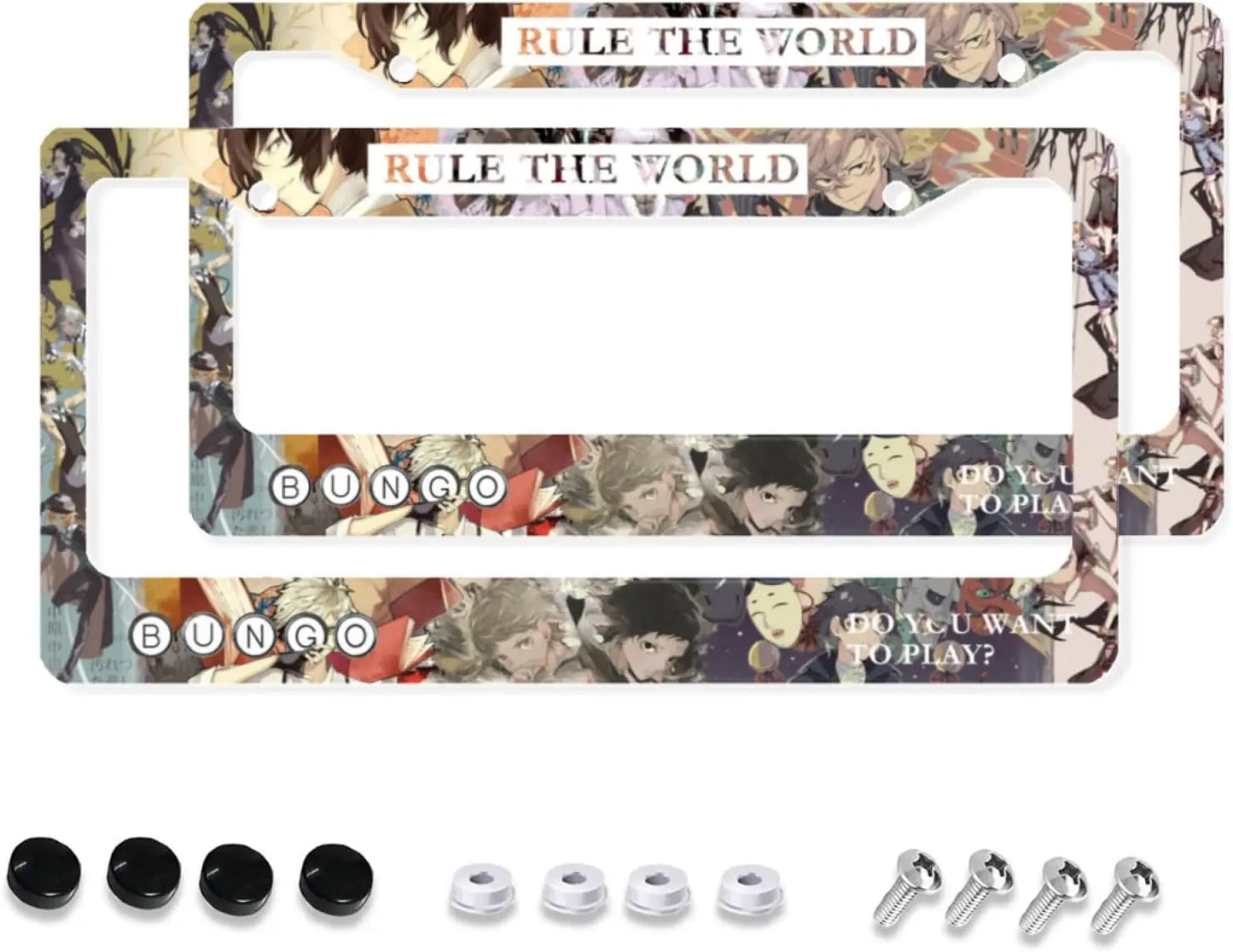 Anime License Plate Frame 2PCS Automotive Exterior Accessories Cover Car Decorative