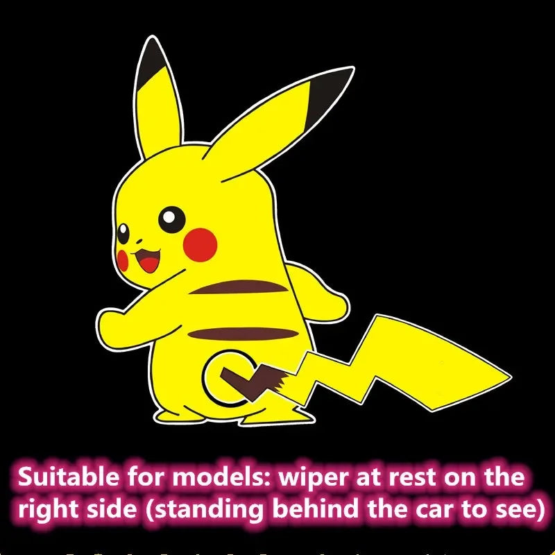 Pokemon Cute Pikachu Reflective Wiper Decorative Stickers Car Rear Window Wagging Tail Modification Decals Children's Toys