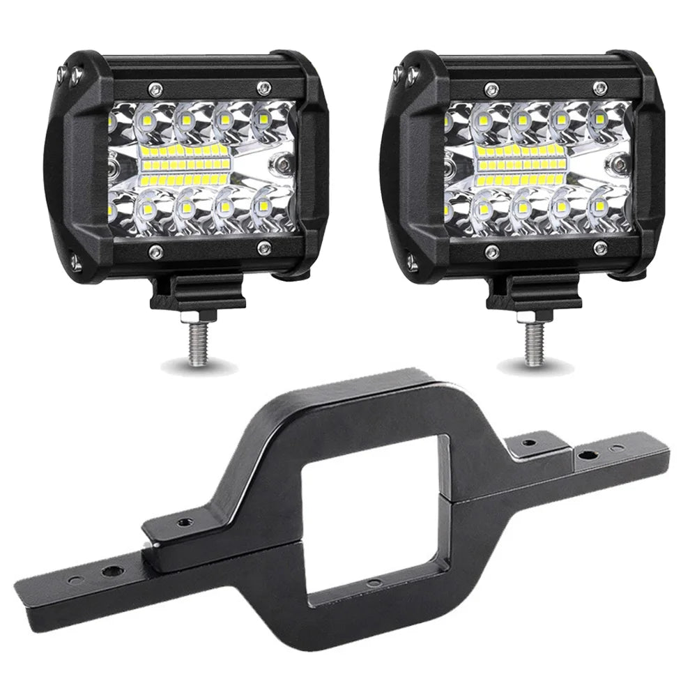 2pcs 4Inch 60W LED Light Bar with Tow Hitch Mounting Brackets Super Bright Car 4x4 Spotlights LED WorK Light for Trucks Offroad