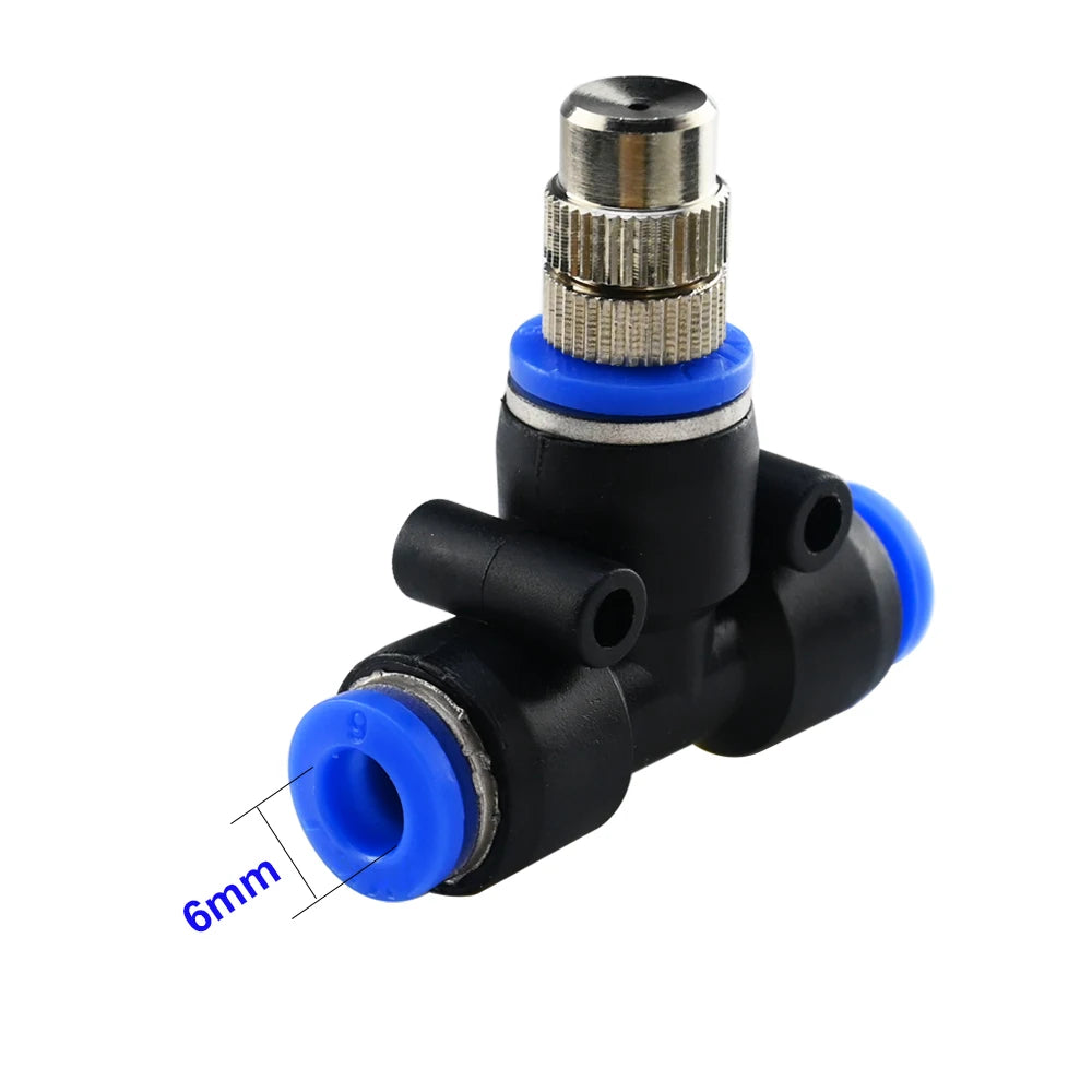 10 Sets Adjustable Copper Misting Nozzle Universal Spray Sprinkler With 8mm Tee Connector for Watering Irrigation Cooling