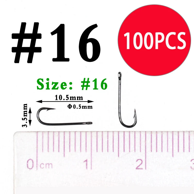 Wifreo 100PCS Aberdeen Long Shank Fish Hook Saltwater Fresh Water Fishing Hooks Sabiki Rig Streamer Fly Hook Size 16 to 2/0 3/0