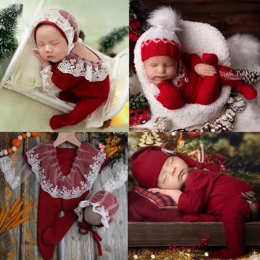 Newborn Christmas Outfit Newborn photography props Baby Romper Jumpsuit Photography Studio Shoots Accessories