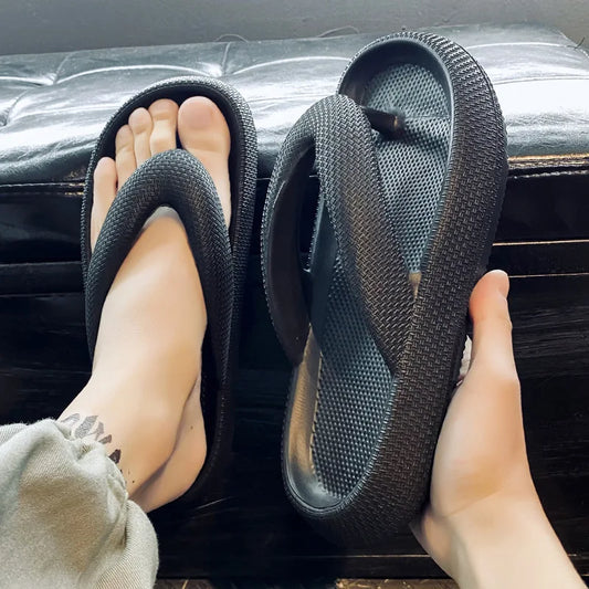 Men'S Platform Flip Flops Summer Soft Sole Eva Slippers For Men Outdoor Casual Beach Shoes Home Non-Slip Bathroom Slides Shoes