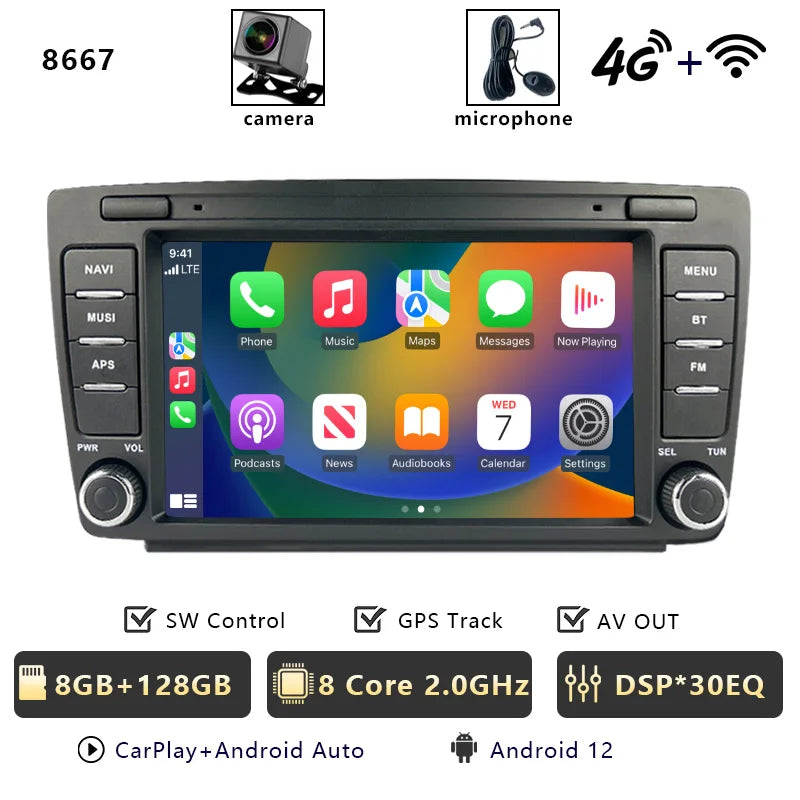 CHSTEK 7" Android Car Radio Wireless Carplay Multimedia for Skoda Octavia Mk2 A5 2004-2014 WIFI Bluetooth Plug and Play Canbus