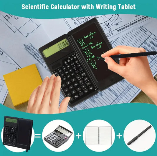 The scientific calculator and notepad desk three-in-one folding function calculator supports solar energy and button batteries