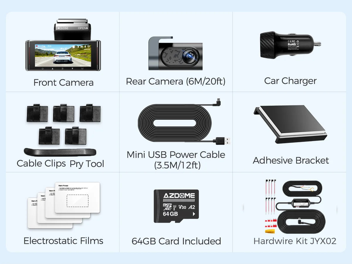 AZDOME M550 Pro 4K+1080P Dash Cam Front and Rear 3.18'' IPS Screen Dashcam 5GHz Wi-Fi GPS 150°FOV Car Camera WDR Night Vision