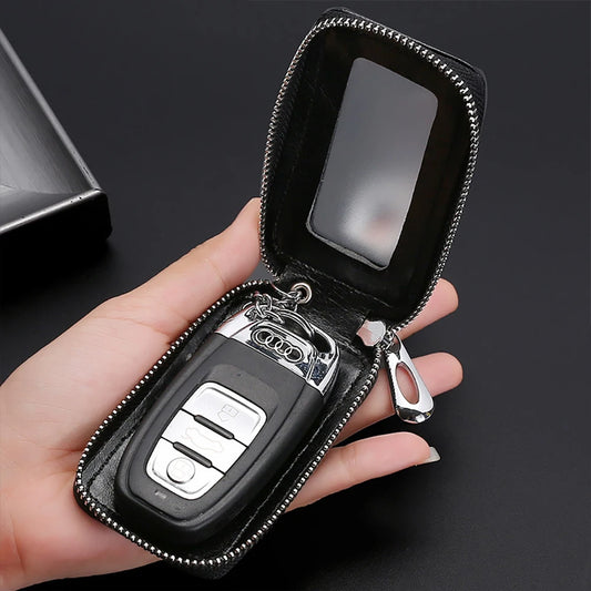 2024 Universal Car Key Protector Bag Leather Key Cover Transparent Visible Keychain Case for Car Remote Mini Keys Bags