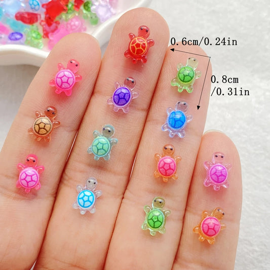100Pcs Cute Resin Cartoon Little Turtle Nail Art Resin Designer Charms DIY Craft For Nail 3D Decorations Jewelry