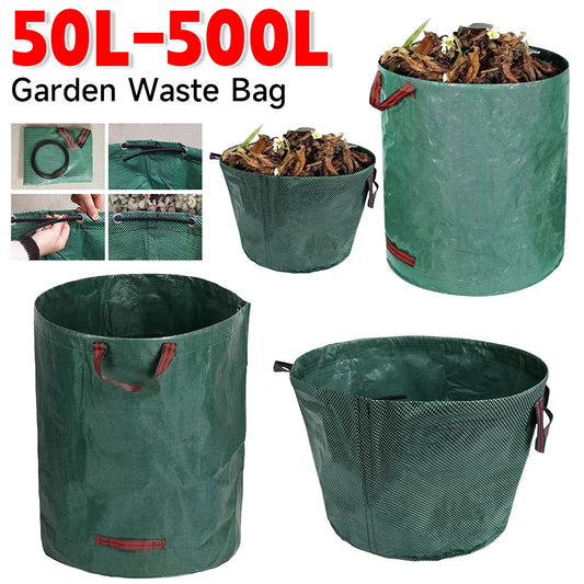 50-500L Foldable Garden Waste Bag Large Capacity Leaf Sack Light Storage Bag Garbage Wastebasket Garden Leaves Debris Trash Can