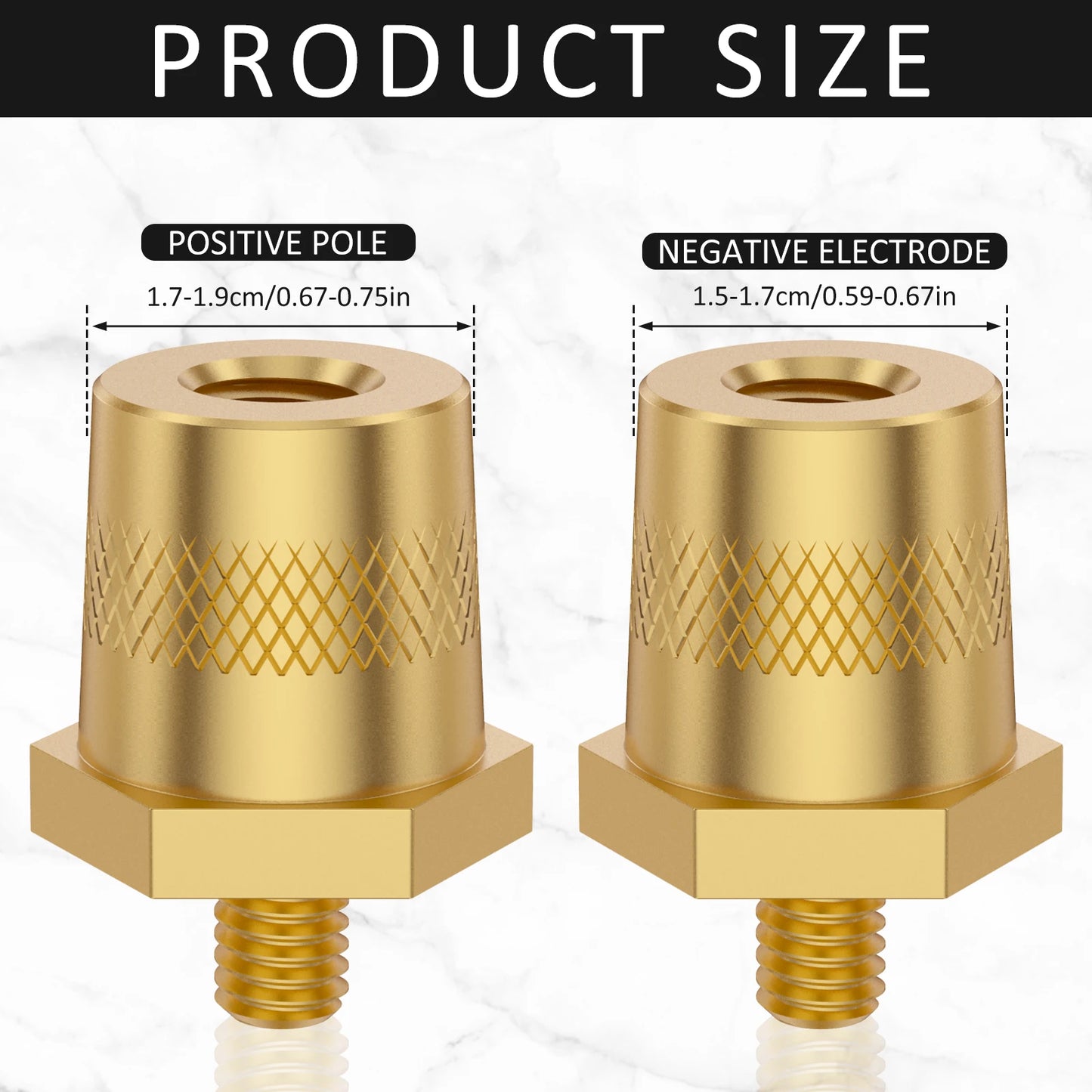 1 Pair Battery Pole Adapter Brass Battery Terminal Connector M6 Thread Positive Negative Battery Post Connector Terminal Adapter