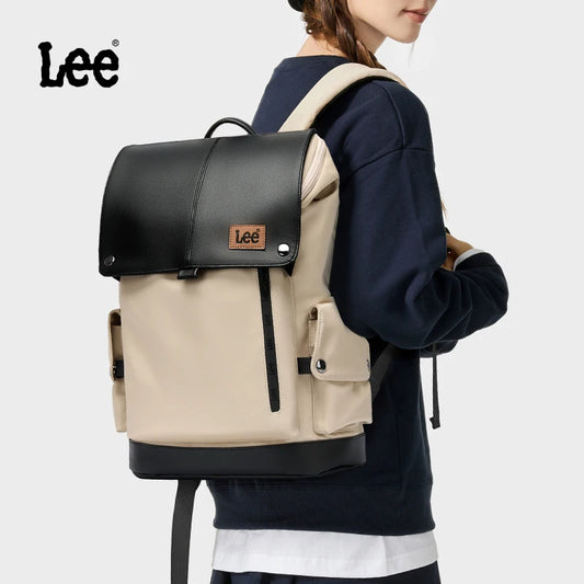 LEE New Korea Style Flip Leather Backpack Women Men Large Capacity Business Commuter Travel Rucksack Buy Laptop School Book Bag