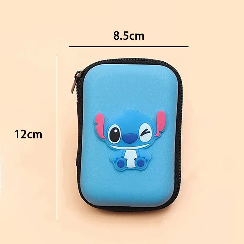 Disney Stitch Data Cable Protective Cover Miniso Cartoon Figure Iphone Charger Head Sticker Earphone Line Usb Winder Storage Bag